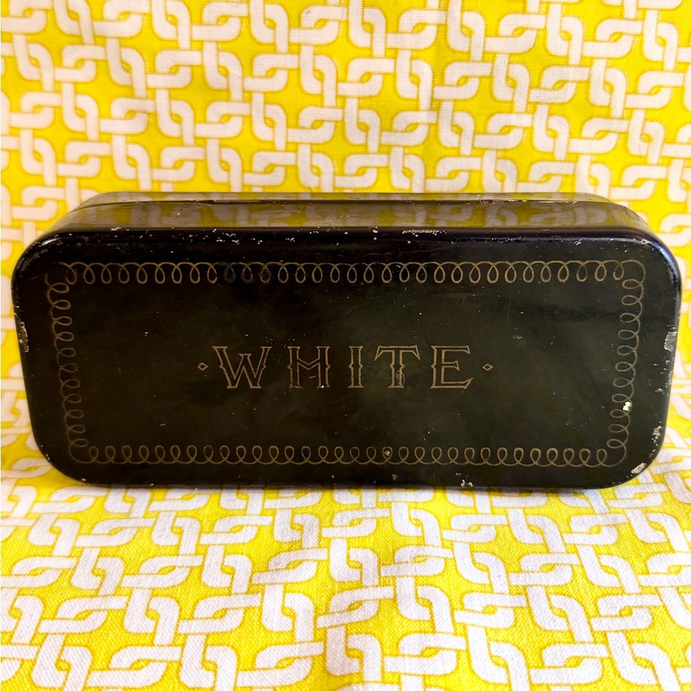 Antique White Sewing Machine Accessory  Metal Box/Tin
